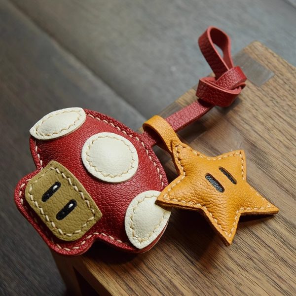 Unique Leather Mushroom & Star Keychain - Image 5
