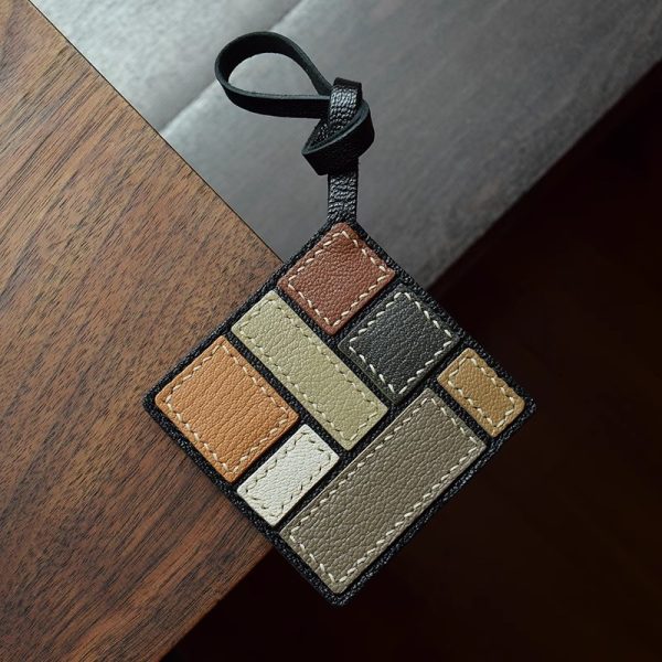 Unique Leather Geometric Keychain - Image 4