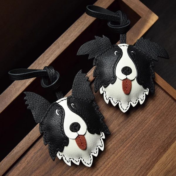 Handmade Leather Border Collie Keychain - Image 2