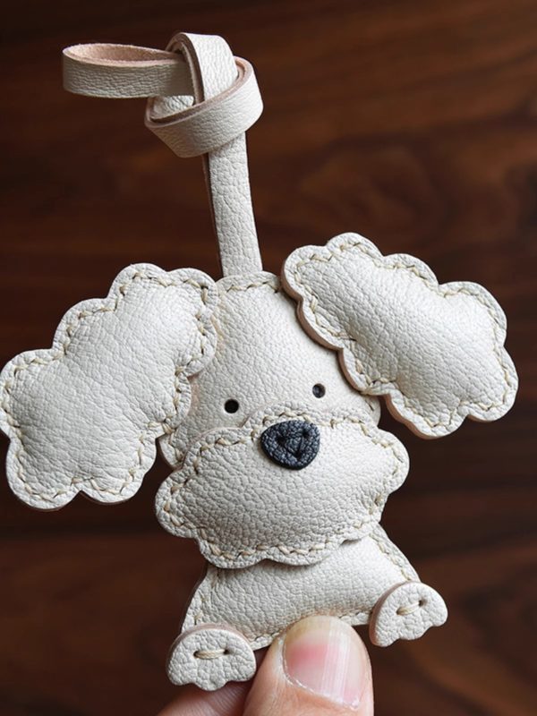 Cute Handmade Leather Dog Keychain - Image 2