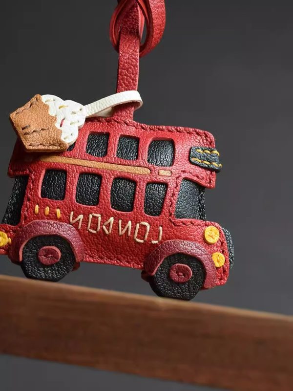 Handcrafted London Bus Leather Keychain - Image 2