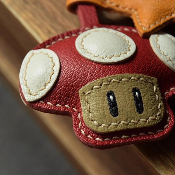 Unique Leather Mushroom & Star Keychain - Image 2