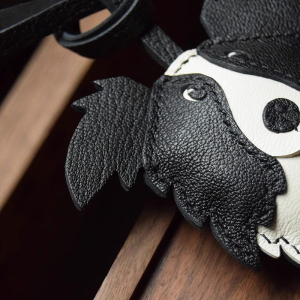 Handmade Leather Border Collie Keychain - Image 5
