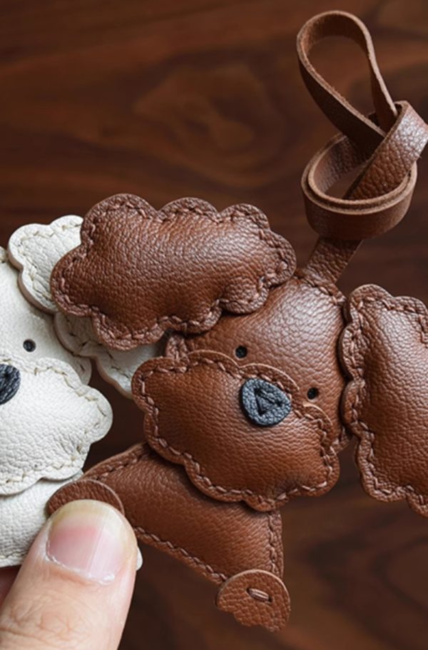 Cute Handmade Leather Dog Keychain - Image 5