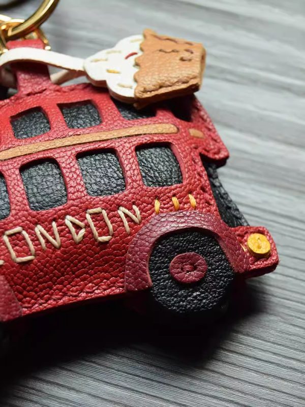 Handcrafted London Bus Leather Keychain - Image 3