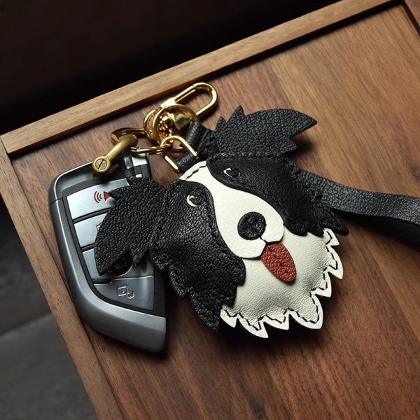 Handmade Leather Border Collie Keychain - Image 4