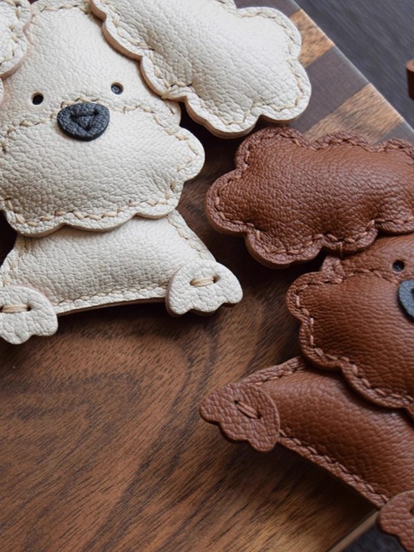 Cute Handmade Leather Dog Keychain - Image 4