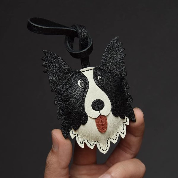 Handmade Leather Border Collie Keychain - Image 3