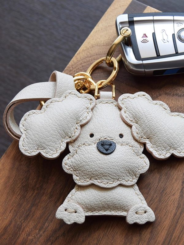 Cute Handmade Leather Dog Keychain - Image 3