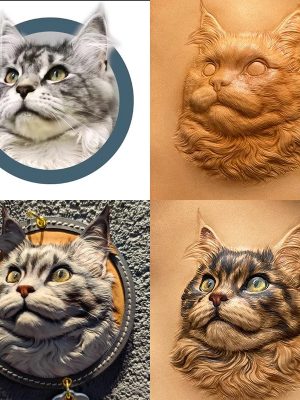 Custom Handmade Leather Pet Portrait Memorial Pendant