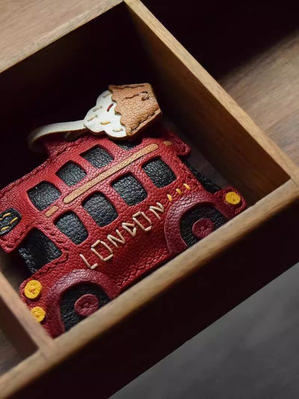 Handcrafted London Bus Leather Keychain - Image 5