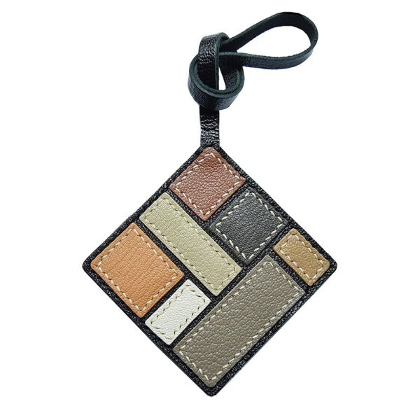 Unique Leather Geometric Keychain