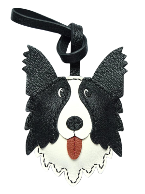 Handmade Leather Border Collie Keychain