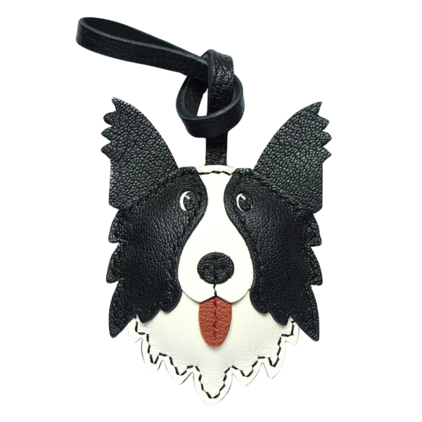 Handmade Leather Border Collie Keychain